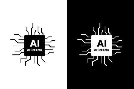 AI generator or processor. Artificial intelligence concept. AI electrical board. Artificial intelligence generative process. Black and white background. Vectorのイラスト素材