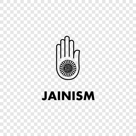 Jainism icon or symbol. Jain Dharma religion hand symbol line art vector iconのイラスト素材