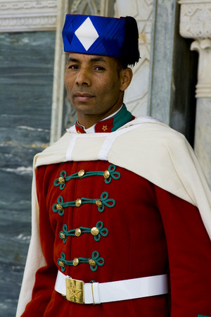 Guard outside tomb of King Mohammed V, Rabat, Morocco