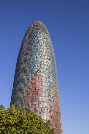 Barcelona, Spain - September 27, 2015: Torre Agbar, normally lit up during the night remains dark while arrangements for it's  sale have run into difficulties.のeditorial素材