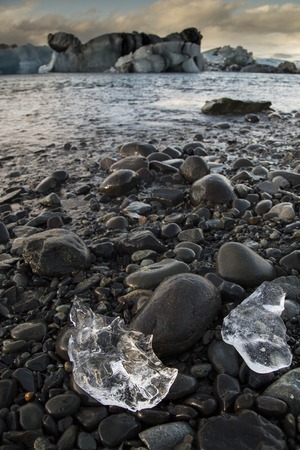 Icebergs on the shore of Jokulsaron lagoon, Icelandの写真素材
