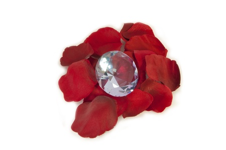 Crystal and rose petalsの写真素材