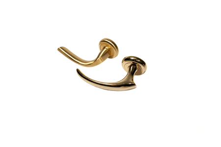 Two metalic door handle isolated on whiteの写真素材