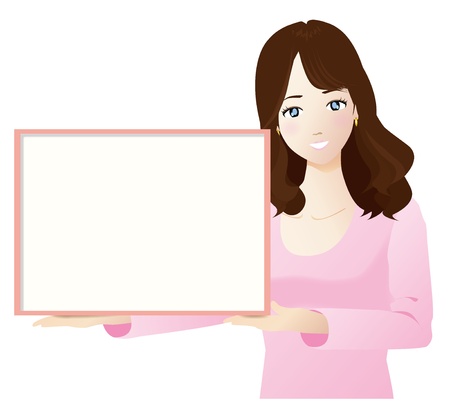 A woman wiht a white boardのイラスト素材