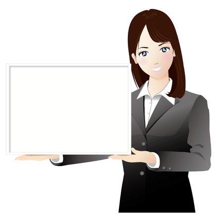 A woman wiht a white boardのイラスト素材
