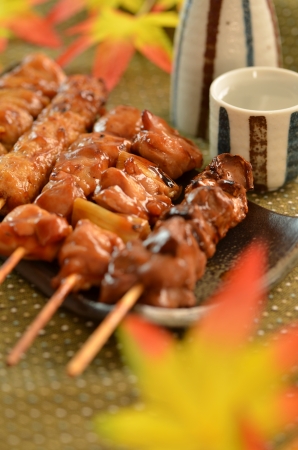 Char-broiled chicken called yakitoriの写真素材