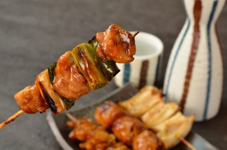 Char-broiled chicken called yakitoriの写真素材