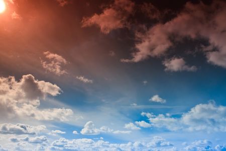 photo of the blue sky with cloudsの写真素材