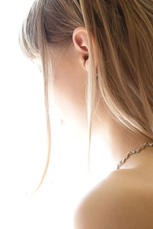 young girl's portrait from behindの写真素材