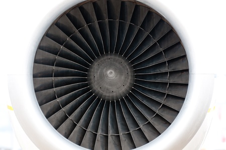 close up detailed view of airplane engine
