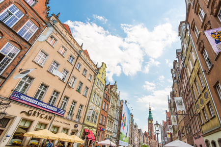 Gdansk, Poland - May 18, 2013. Old and colorful houses in street of Gdansk, Poland, Europe....