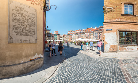 Warsaw, Poland - May 17, 2013. Market square in Warsaw, Poland, Europe. Famous and interesting place for tourism. Old Town Market Place in Warsaw, Poland. のeditorial素材