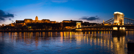 Panorama of Chain bridge in Budapest, Hungary, Europe.の写真素材