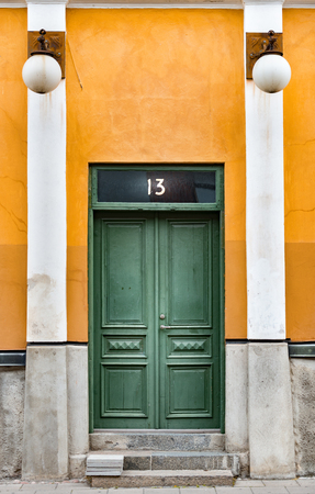 Old door in Sweden. Swedish traditional village. Scandinavia, Europe.の写真素材