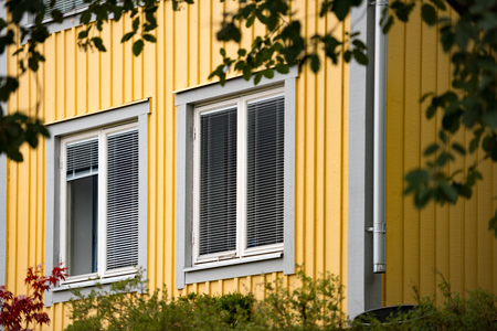 Details of traditional house in scandinavian style. Sweden, Scandinavia, Europe.の写真素材