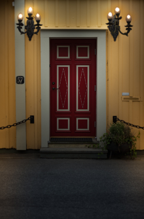 Old door in Sweden. Swedish traditional village. Scandinavia, Europe.の写真素材