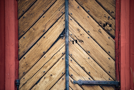 Old door in Sweden. Swedish traditional village. Scandinavia, Europe.の写真素材
