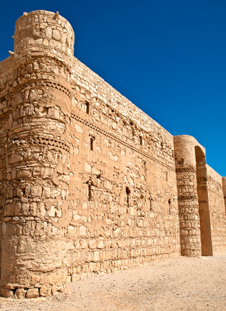 ancient desert castle with blue sky in background in Jordanのeditorial素材