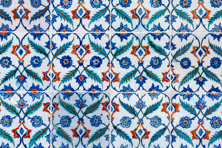 Abstract turkish tile background with blue and white colours.の写真素材