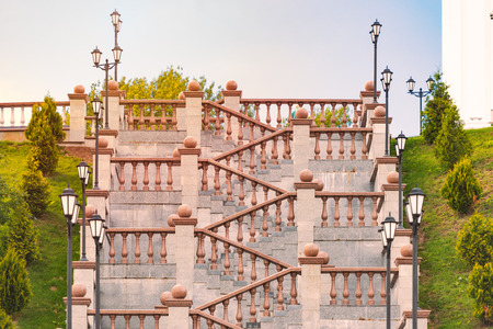 Grand stone stairs leading to church in Vitebsk, Belarus , Europe.の写真素材