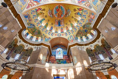 The Naval cathedral of Saint Nicholas in Kronstadt is a Russian Orthodox cathedral built in 1903â1913 as the main church of the Russian Navy and dedicated to all fallen seamen.の写真素材