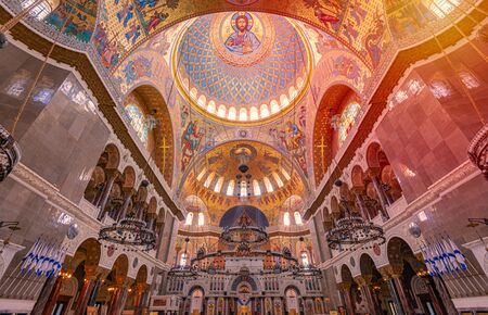 The Naval cathedral of Saint Nicholas in Kronstadt is a Russian Orthodox cathedral built in 1903â1913 as the main church of the Russian Navy and dedicated to all fallen seamen.の写真素材