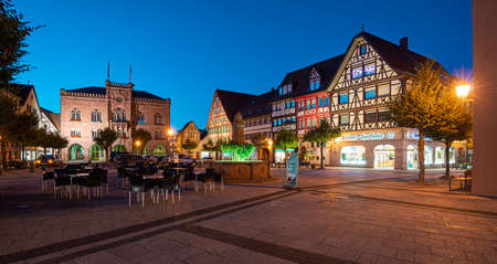 Wurzburg, Germany - September 23, 2014: Old town square in Wurzburg, Bavaria, Germany at nightのeditorial素材