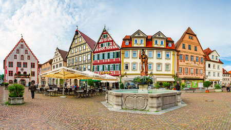 Bad Mergentheim, Germany - September 24, 2014: Main square of German town Bad Mergentheim with old Town Hall in Bavaria, Germanyのeditorial素材