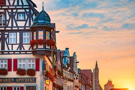 Rothenburg Ob Der Tauber city in Bavaria, Germany. Architecture of old german town.のeditorial素材