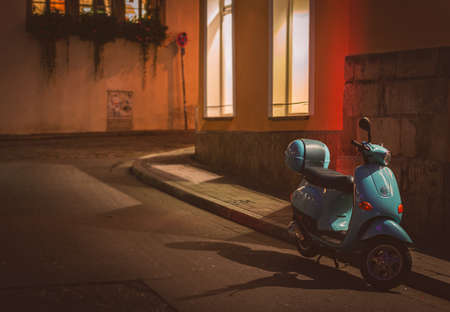A isolated motorbike on a empty streetの写真素材