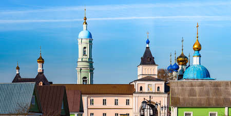 Old russian monastery with blue sky in backgroundの写真素材