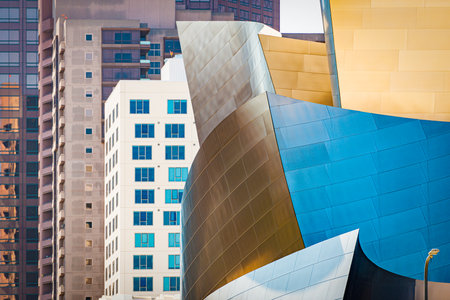 Modern cityscape of Los Angeles downtown, California, US.のeditorial素材