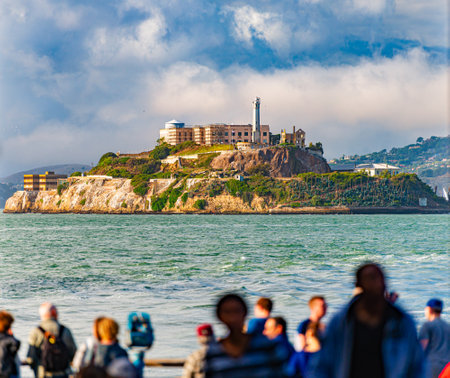 Alcatraz prison island, now museum, in bay of San Francisco, California, USのeditorial素材