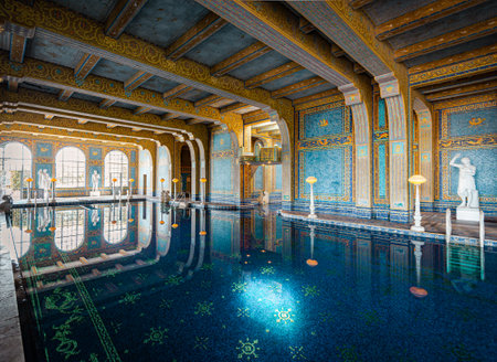 Hearst Castle, United States of America - November 1, 2016: swimming pool in opulent mansionのeditorial素材