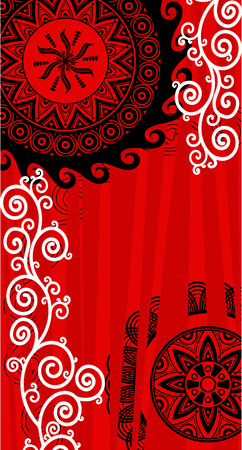 Background decor india, black, red, whiteのイラスト素材