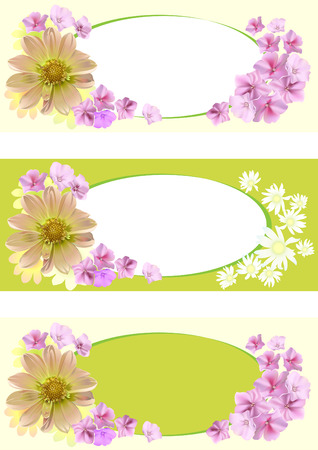 Set - three flower banners. Vector illustrationのイラスト素材