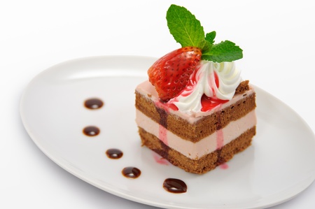 strawberry cake with chocolateの写真素材