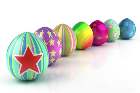 Colorful Easter eggs isolated on white backgroundの写真素材