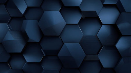 This image showcases an abstract dark hexagonal pattern, featuring a mix of smooth and textured surfaces ideal for modern design projects, wallpapers, and backgrounds.の素材