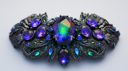 A group of travelers camping under a glowing sky of green and purple auroras, with snow-covered landscapes illuminated by the northern lightsの素材