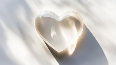 A crisp white background with a shadowed heart shape faintly visible in the middle.の素材