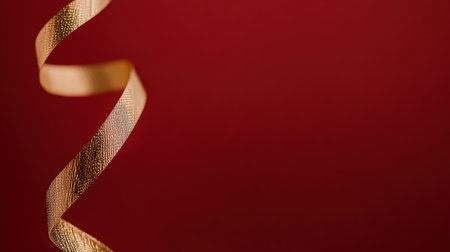 Golden serpent elegantly wraps a blank white card against a rich red background, offering a sophisticated New Year 2025 banner design with space for text.の素材