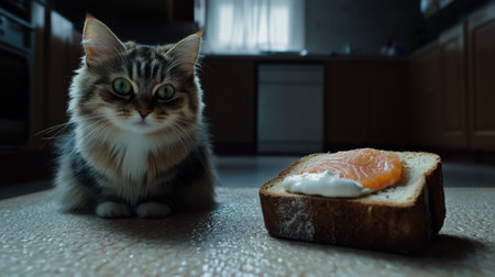 Close-up of toast topped with smoked salmon and cream, styled on a textured surface for gourmet presentation.の素材