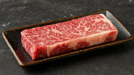 Close-up of a succulent steak, showcasing its doneness and quality, perfect for food branding.の素材