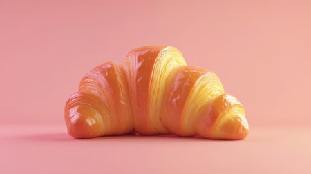 Flaky croissant with visible layers, isolated for branding or breakfast-related designs.の素材