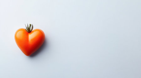 A fresh tomato creatively shaped like a heart, symbolizing health and love, isolated on a white background.の素材