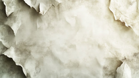 A weathered parchment paper with curled edges and an antique look, perfect for historical or fantasy designs. White background.の素材