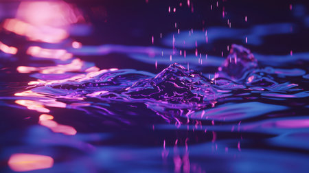 A high-quality abstract dark blue and purple grainy gradient with a futuristic digital glow.の素材