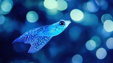 A deep ocean hatchetfish glowing softly in the dark waters.の素材
