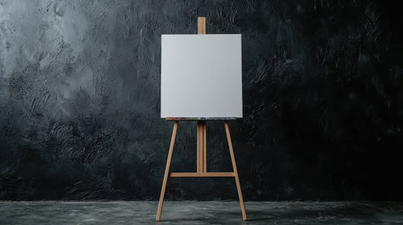 A blank canvas standing in an empty art gallery, untouched by creativity.の素材